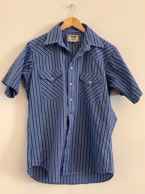 Vintage Men’s Western Style Short Sleeve Cowboy Shirt by Ruddock 16” neck